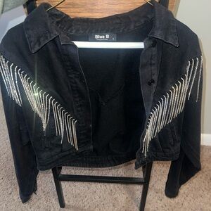 Blue B Black Fringe Jacket Size Small